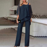 Adelle | Damen Zweiteiliges Set | Off Schulter – Dunkelblau