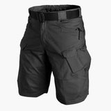 Outdoor-Shorts für Herren mit Multifunktionstaschen und Gürtel – Schwarz