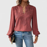 Catherine | Bluse mit V-Ausschnitt – Rotwein