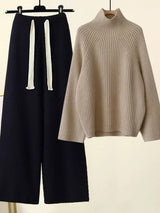 Winterstrickset - wärme und stil in einem eleganten outfit – Set Schwarzbraun
