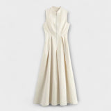 Ärmelloses Plissiertes Midikleid im Bodycon-Stil – Beige