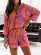 Giovina – Lässiges Zweiteiliges Set – Orange-Lila