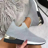 Moderne Colorblock-Strick-Schlüpfsneaker Für Damen | Perfekt für jede Gelegenheit – Grau