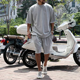 Draxen™-Set aus Premium-Strick mit Oversize-Passform und Streetwear-Style – Hellgrau
