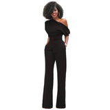 Greta | Jumpsuit mit Schrägem Kragen und Weiten Beinen – Schwarz (letzte Stücke)