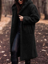 Bridgette - Teddy Jacke Plüsch Pelzmantel – Schwarz