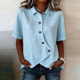 Celisse™ Bluse Mit Asymmetrischem Schnitt Und Knopfleiste – Blau