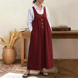 Meadow™ Kleid Im Latzkleid-Stil Mit Minimalistischen Knöpfen Vorne – Rot