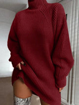 Pamela – bequemes kleid mit rollkragen – Burgundisch