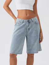Damen-Bermuda-Jeansshorts im Loose-Fit – Hellblau