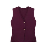 Gilet Top mit V‑Ausschnitt – weiches Stretch, Stockholm‑Chic – Rot