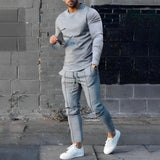 Herren Set | zweiteiliges Outfit mit Oberteil und Unterteil – Grau