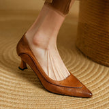 Pauline | Damen Leder Pumps Spitze Zehenpartie – Echte Leder Pumps Elegant 2026 – Braun