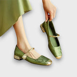 Lorina – Elegante Ballerinas mit Vintage-Charme – Grün