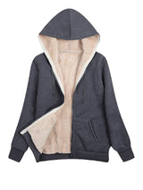 Warme Fleece Jacke mit Kapuze für Damen | Langarm – Grau