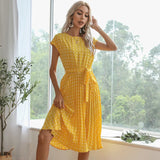 Beth - Polka Bloom Kleid – Gelb (Fast ausverkauft)