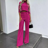 Nina™ Set mit High-Neck-Crop-Top – Rosenrot