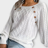 Amalia | Strickpullover mit raffinierten Knopfdetails – Weiß