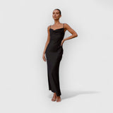 Daira | Elegantes Satinkleid – Schwarz