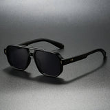 LumeSight – Sonnenbrille Mit Doppelter Brücke Und Eckigem Rahmen – Schwarz