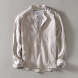 Nevio | Herren Langarm-Henley-Shirt – Khaki