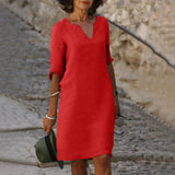 Vondra – Elegantes knielanges Kleid – Rot