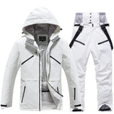 Unisex Winter Skianzug | Zweiteiliges Set – Weiß / Schwarz