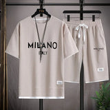 Milano Italy™ Set mit Street Stil und Minimal Print – Hellgrau