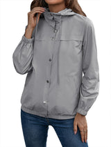 Damen Kapuze Wasserdichter Trenchcoat | Langarm – Grau