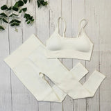 Fitness Set Für Frauen: Atmungsaktives Top, Sport-BH & Leggings für Yoga & Gym – Gelblich set