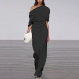 Eleganter Frühlings-Jumpsuit mit einreihigem Ausschnitt – Schwarz