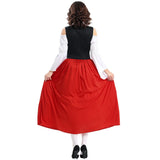 Damen Lange Oktoberfest Dirndl Kleid – Rot