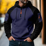 Nachman – Langarm-Kapuzenpullover Mit Halbem Reißverschluss – Blau