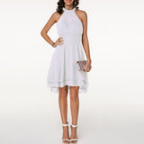 Patricia - Damen Mini mit Trägern und Volants – Weiß