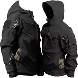 Herrenjacke | Kapuze und durchgehender Reißverschluss – Schwarz