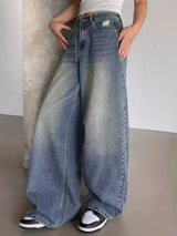 Weitem Bein Baggy-Jeans für Damen | Lässig – Blau