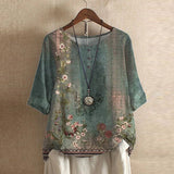 Lily | Laternenärmel Blumenmuster Bluse – Grün