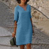 Vondra – Elegantes knielanges Kleid – Blau