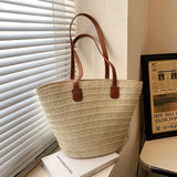 Große Strohtasche Damen – Handgefertigte Luxus Strandtasche – Beige