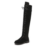 Damen Stilvoll Overknee-Stiefel | Schnüren – Schwarz