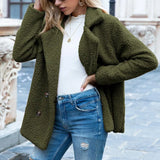 Nela - Teddyjacke kurz und kuschelig warm – Grün