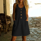 Livora™ Kleid Mit Eleganten Knöpfen Und Fronttaschen – Schwarz