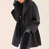 Damen-Wintermantel mit strukturdesign | Schnittdesign – Schwarz