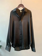 Bria - Lockere Satinbluse – Schwarz