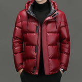 Winter Herren Daunenjacke | Mit Kapuze – Rot