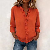 Sorelle™ Bluse mit Vertikalem Rüschendetail und Zeitlosem Stil – Orange
