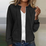 Damen Strickjacke Kariert Jacke | Elegant Leicht – Schwarz