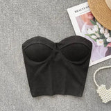 Bustier-Top mit Rippstruktur und geformten Cups für Damen – Schwarz