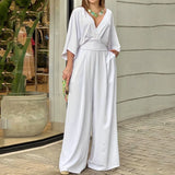 Bellavie™-Overall mit fließendem Hosenbeinschnitt und betonter Taille – Weiß