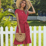 Beth - Polka Bloom Kleid – Weinrot